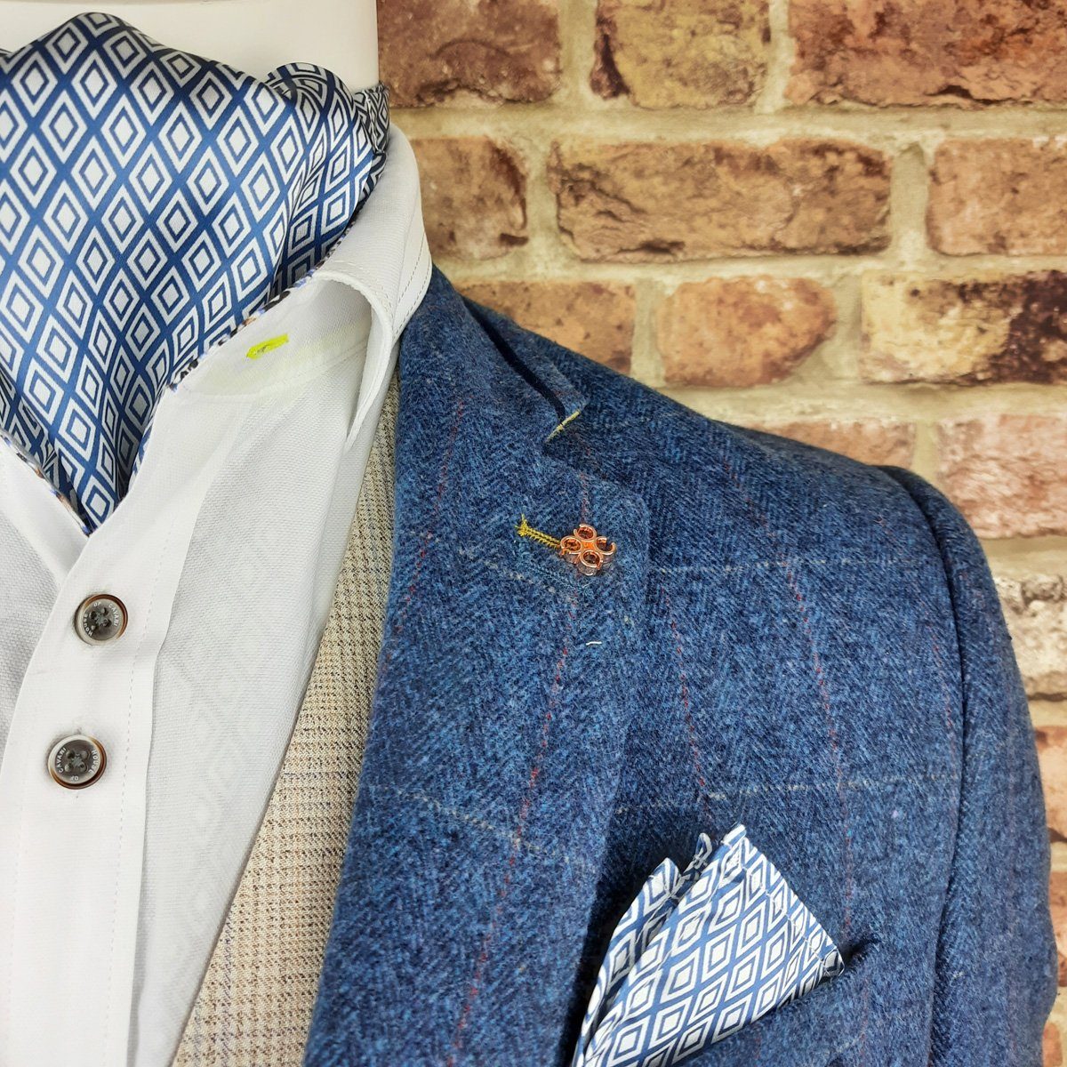 Sapphire Blue Diamond Casual Cravat - Cravats - - THREADPEPPER