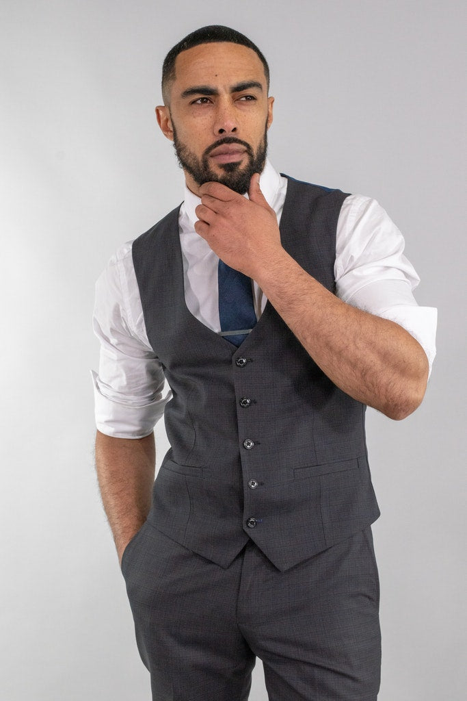 Graphite Check Waistcoat - STOCK CLEARANCE - Waistcoats - 44R - THREADPEPPER