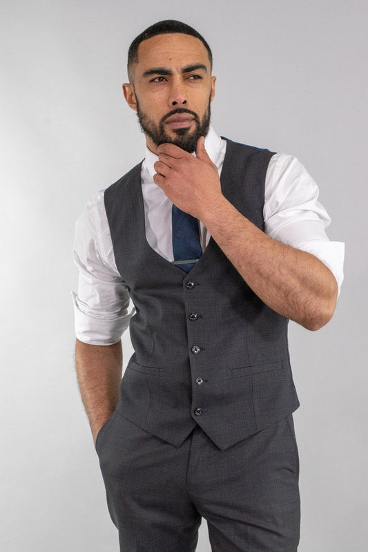 Graphite Check Waistcoat - STOCK CLEARANCE - Waistcoats - 44R - THREADPEPPER