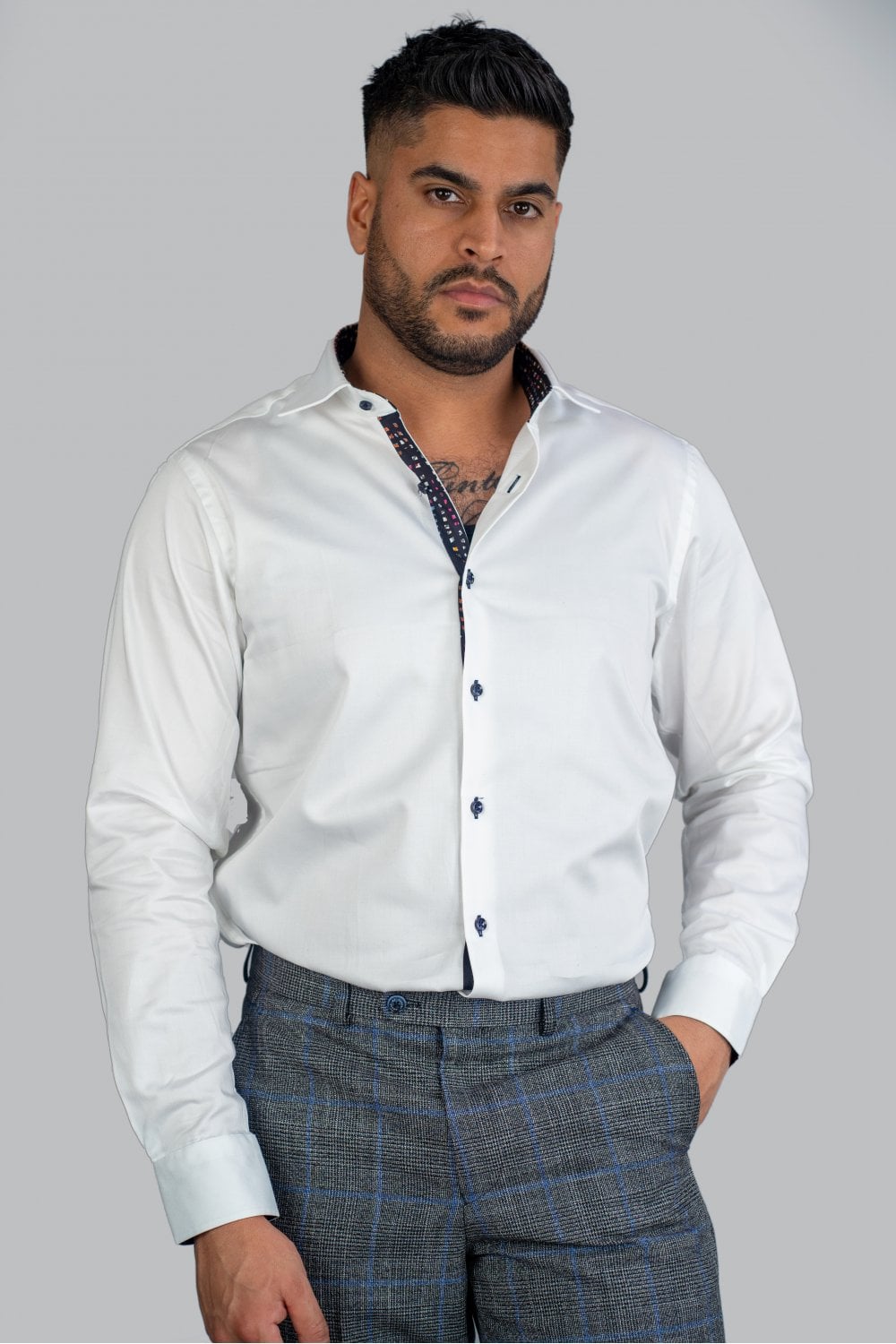 Simson White Cotton Shirt - Shirts - - THREADPEPPER