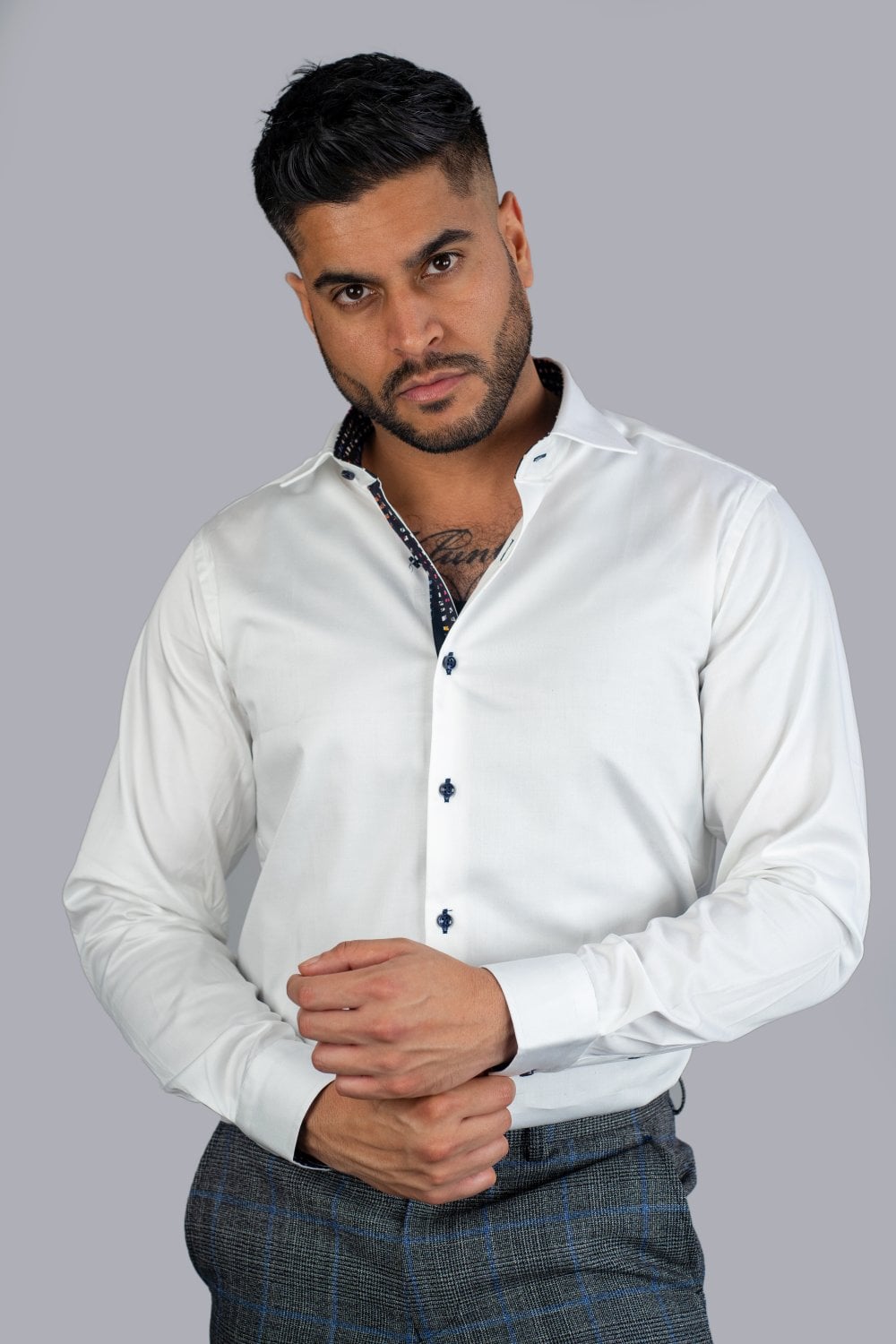 Simson White Cotton Shirt - Shirts - - THREADPEPPER
