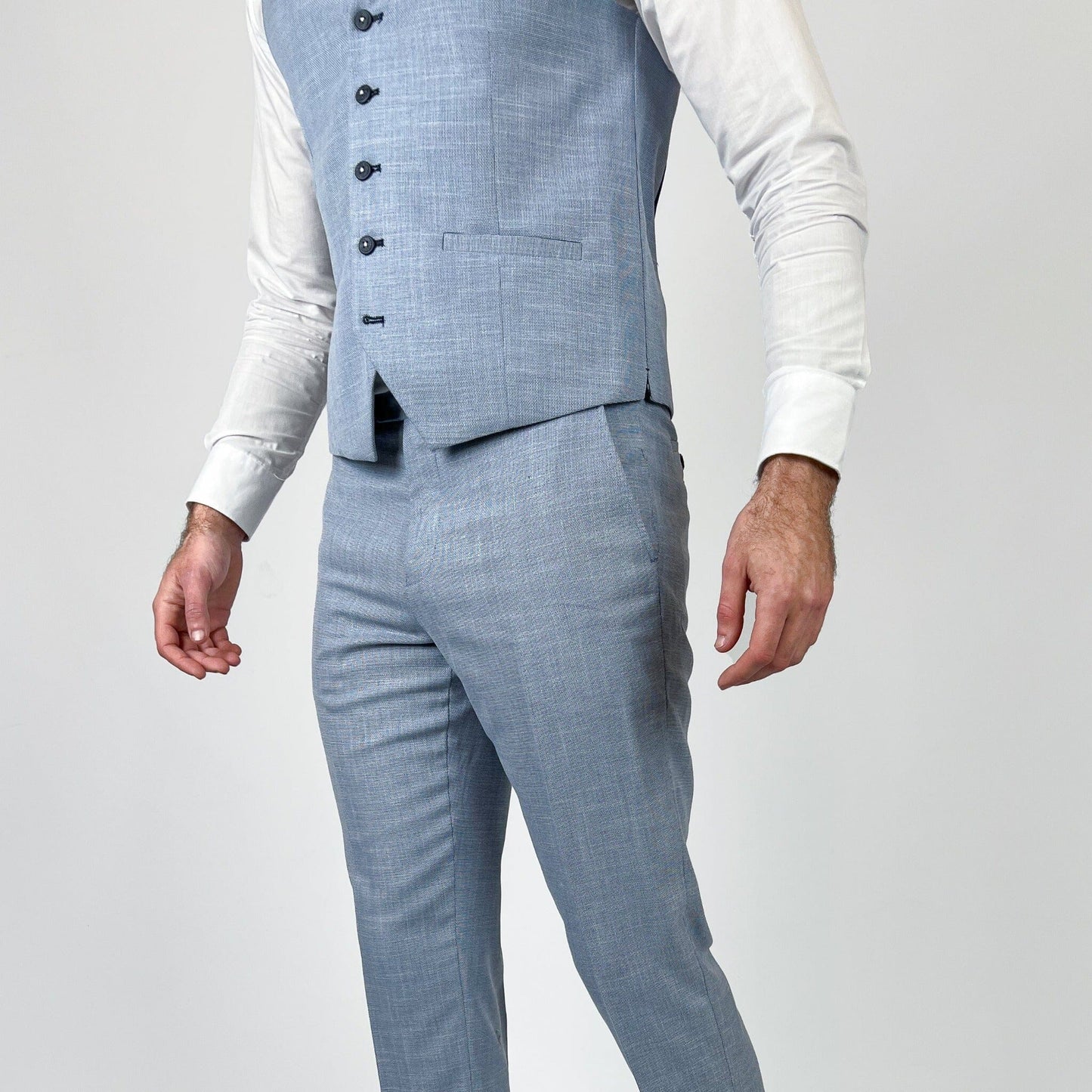 Sky Linen Waistcoat - STOCK CLEARANCE - Waistcoats - - THREADPEPPER
