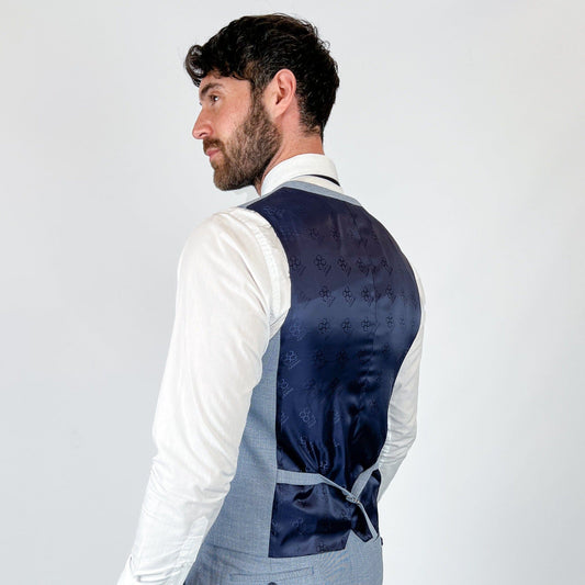 Sky Linen Waistcoat - STOCK CLEARANCE - Waistcoats - - THREADPEPPER
