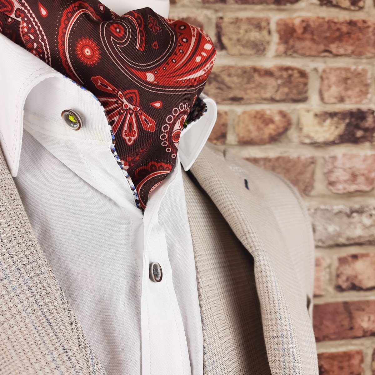 Starburst Red Paisley Silk Cravat - Cravats - - THREADPEPPER