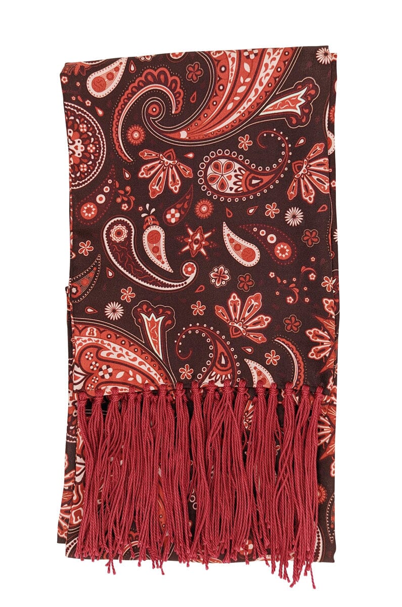Starburst Red Paisley Silk Scarf - Scarves - - THREADPEPPER