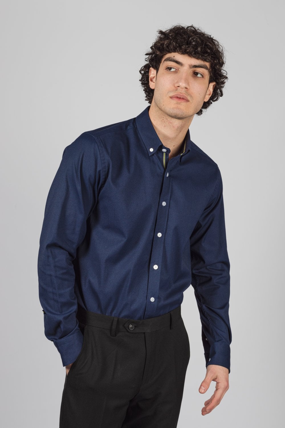 Tessa Navy Cotton Shirt - Shirts - - THREADPEPPER