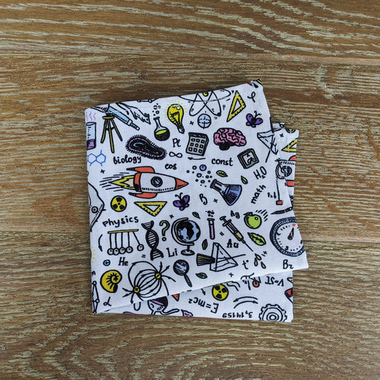 White Science Doodles Pocket Square - Handkerchiefs - - THREADPEPPER