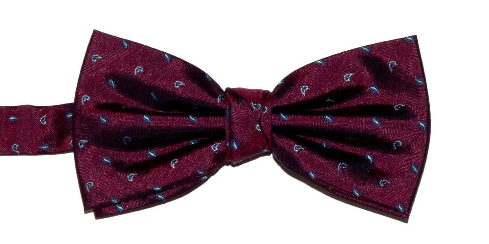 Wine Mini Paisley Silk Bow Tie - Bow Ties - - THREADPEPPER