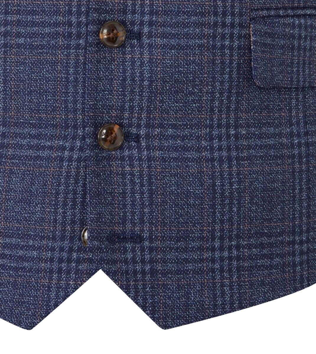 Woolf Blue Check Waistcoat - Waistcoats - - THREADPEPPER