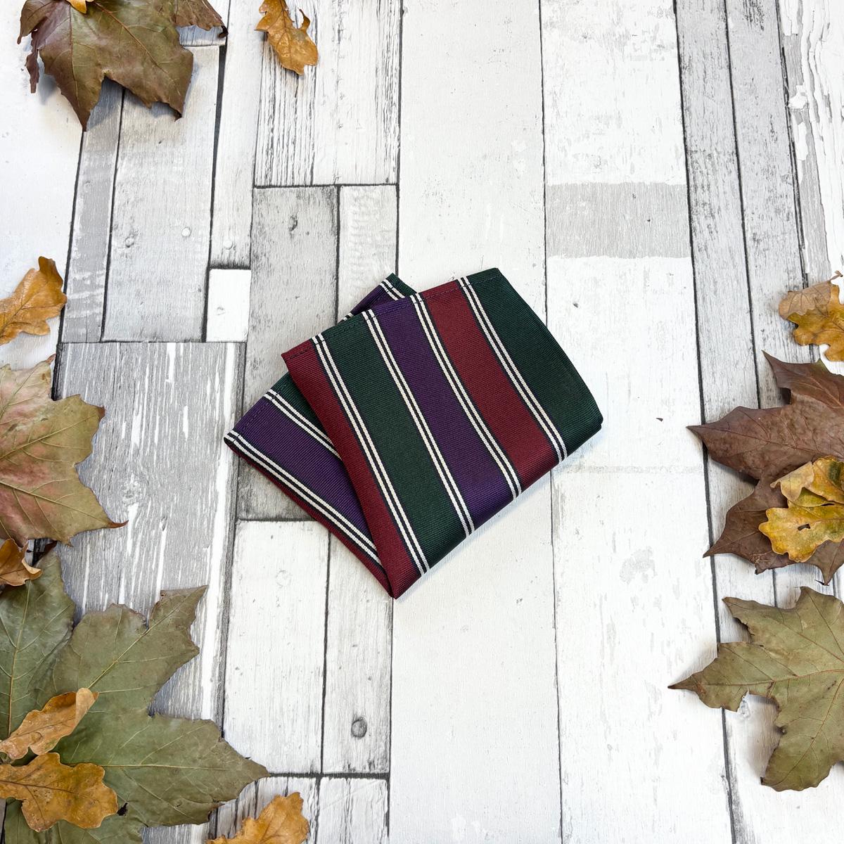 Clearance - Parry Stripe Silk Pocket Square