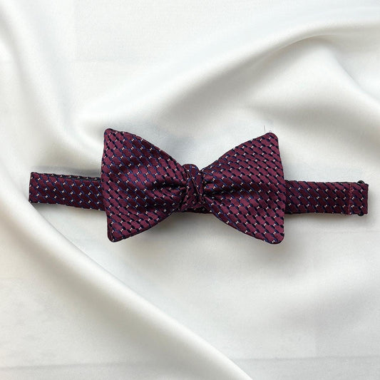 Burgundy Squares Silk Bow Tie
