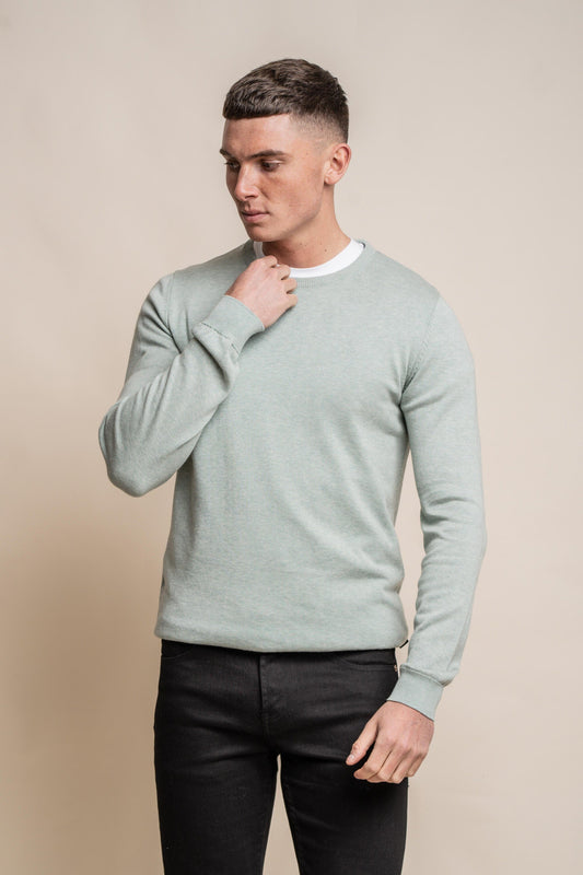 Almond Green Crewneck Jumper - Jumpers - S - THREADPEPPER