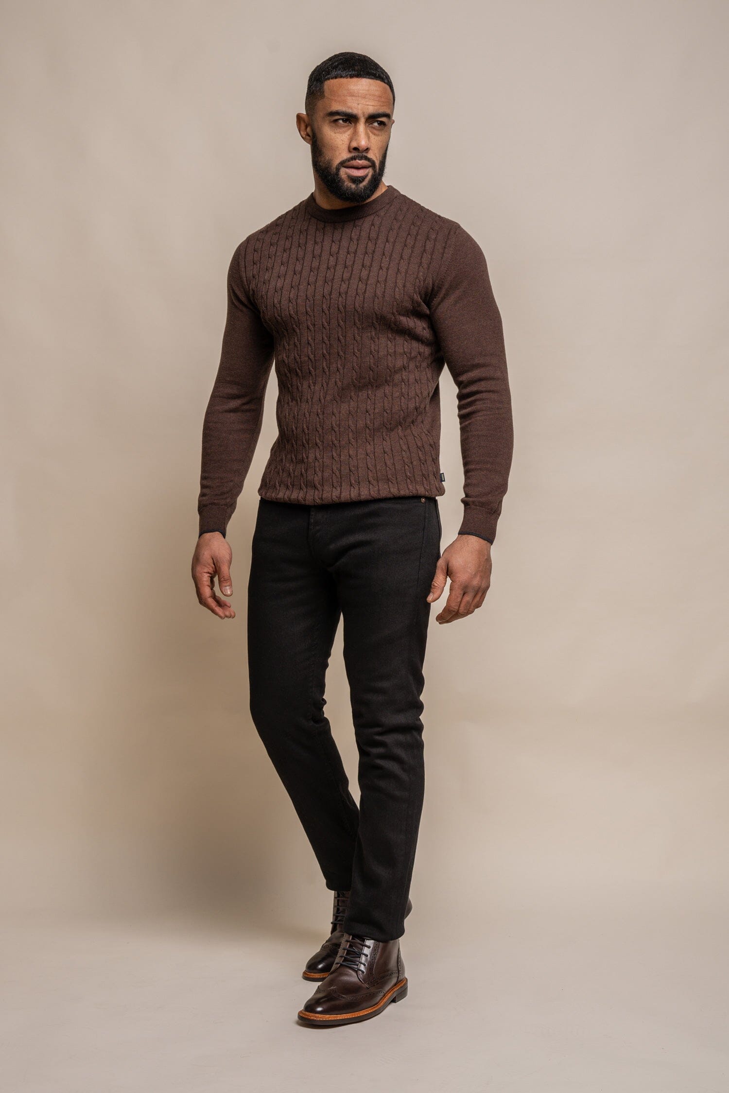 Anders Brown Crewneck Jumper - Jumpers - - THREADPEPPER