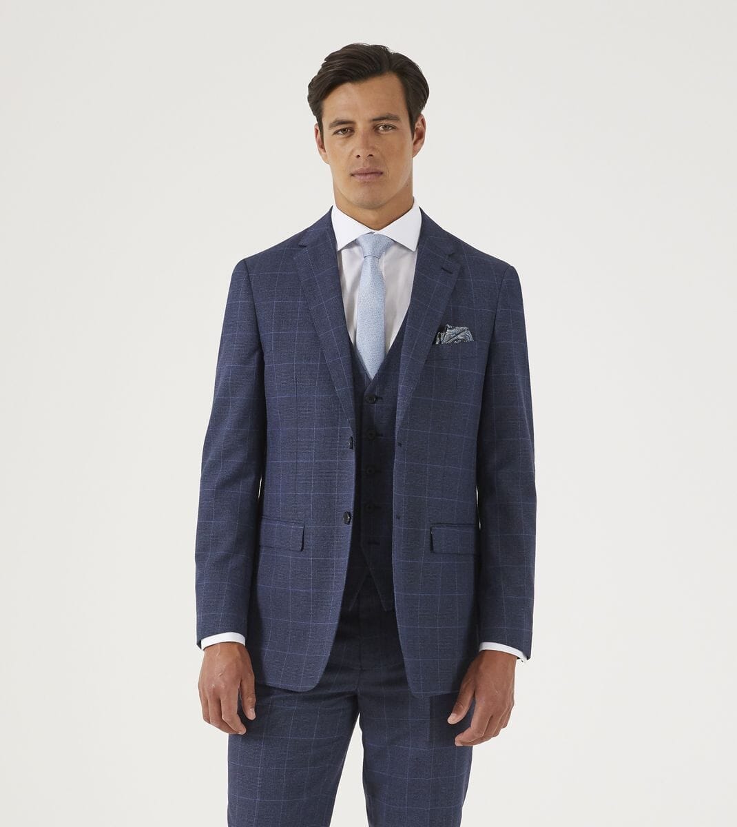 Anello Blue Prince Of Wales Check 2 Piece Suit - Suits - 