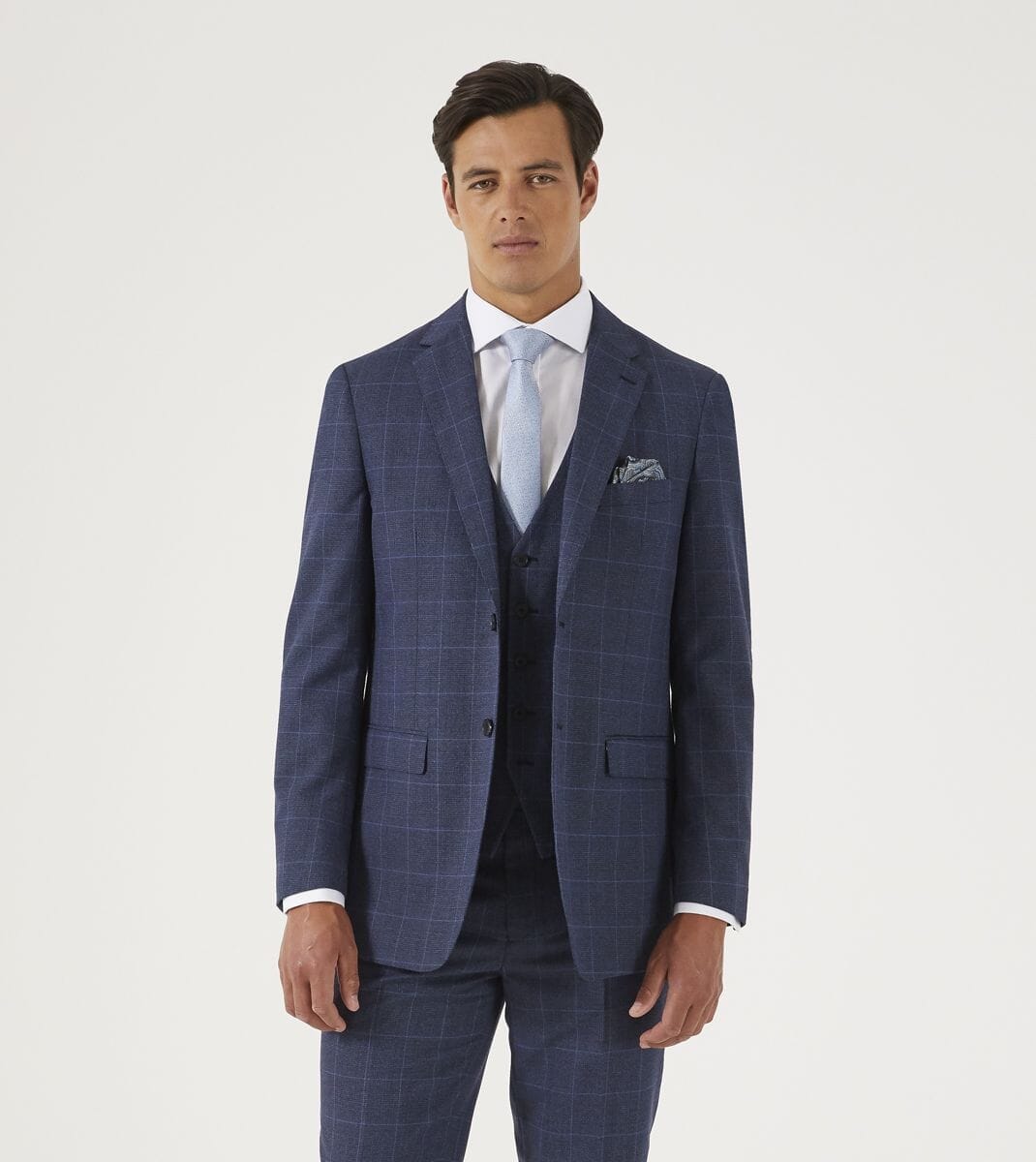 Anello Blue Prince Of Wales Check 2 Piece Suit - Suits - - THREADPEPPER