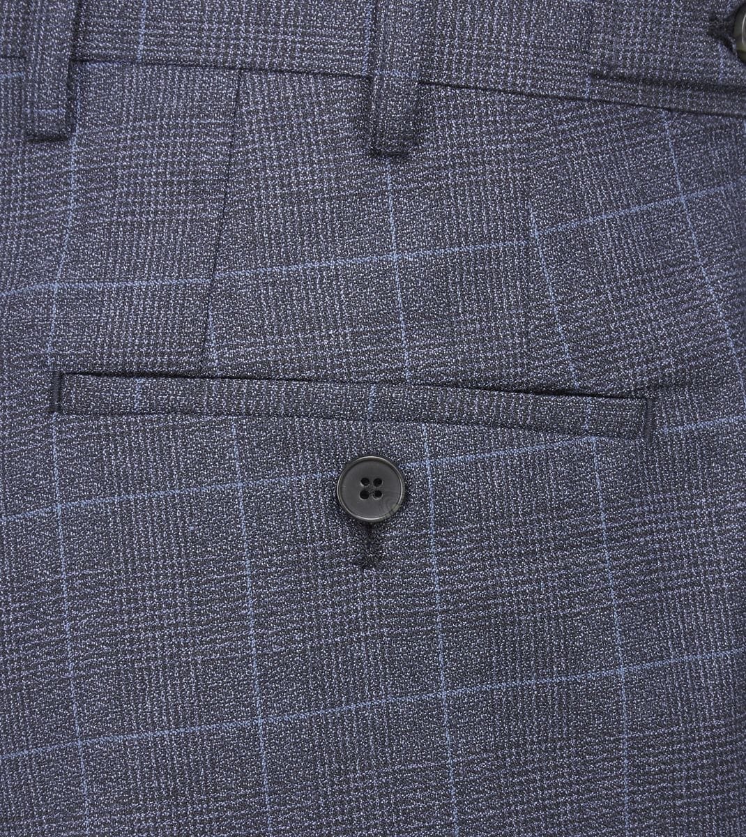 Anello Blue Prince Of Wales Check 3 Piece Suit - Suits - - THREADPEPPER