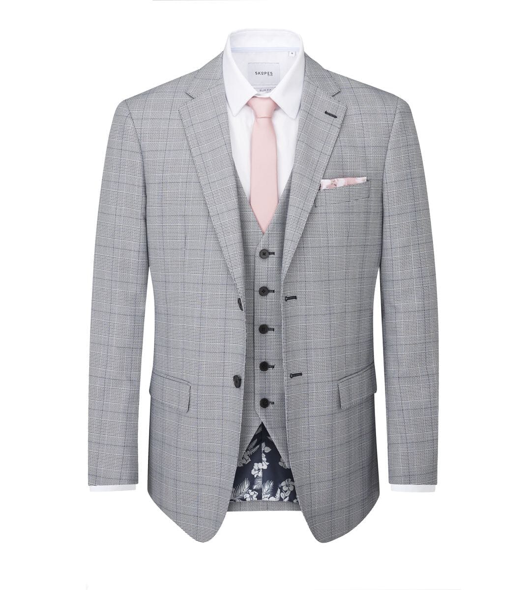 Anello Grey Prince Of Wales Check 3 Piece Suit - Suits - 