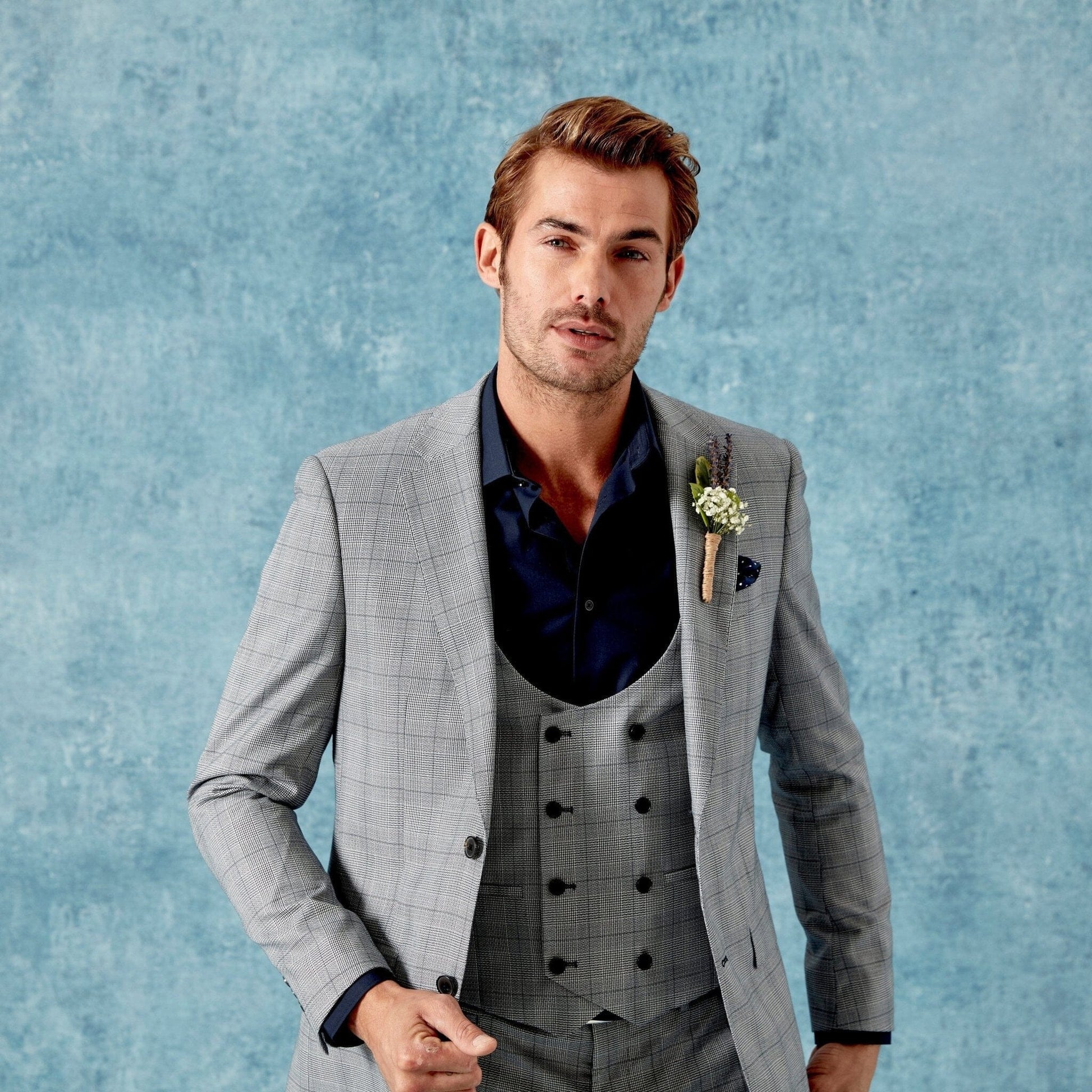 Anello Grey Prince Of Wales Check Suit Swatch - Swatch - 
