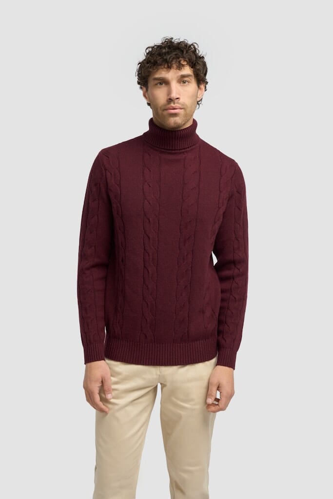 Archie Roll Neck Jumper - Jumpers - Wine S 