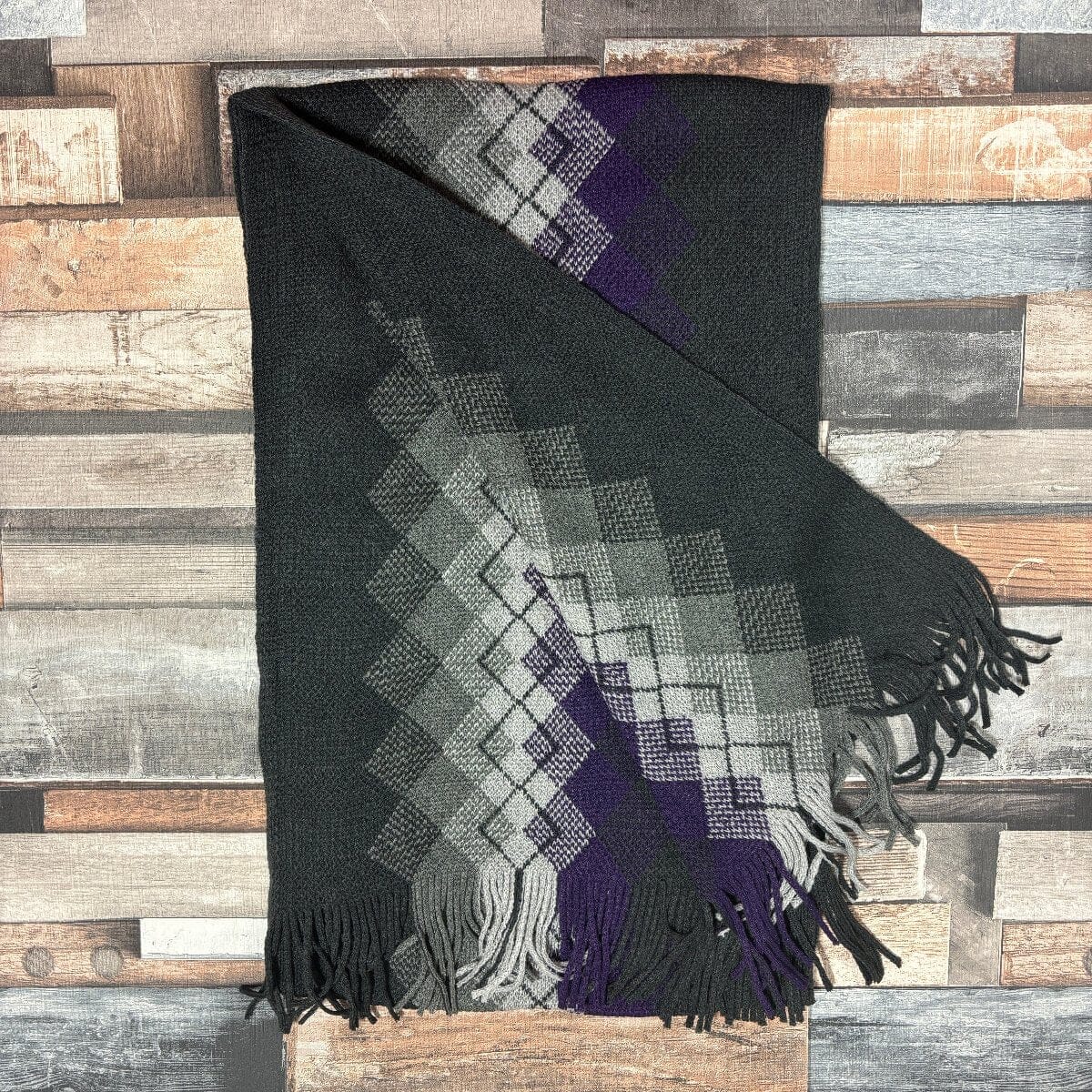 Argyle Knit Scarf - Scarves - Purple 