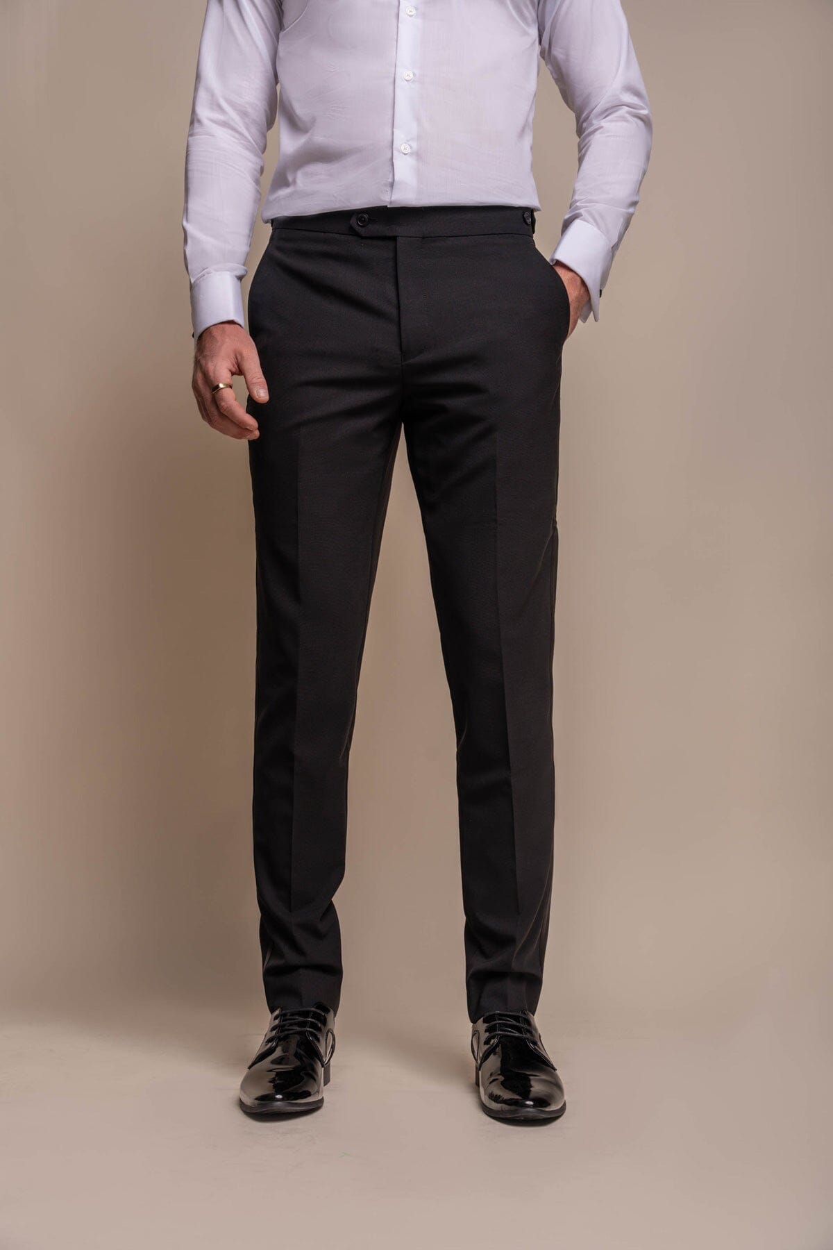 Aspen Black Tuxedo Trousers - Trousers - 28R 