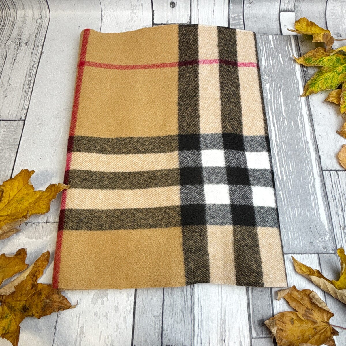 Beige Check Scarf - Scarves - 