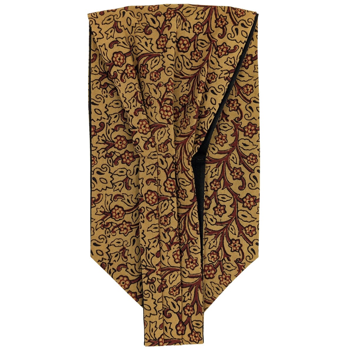 Beige & Claret Vines Hand-Printed Cotton Cravat - Cravats - 