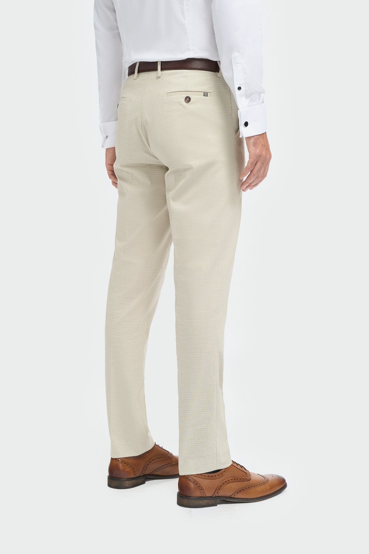 Beige Textured Trousers - STOCK CLEARANCE - Trousers Sale - 