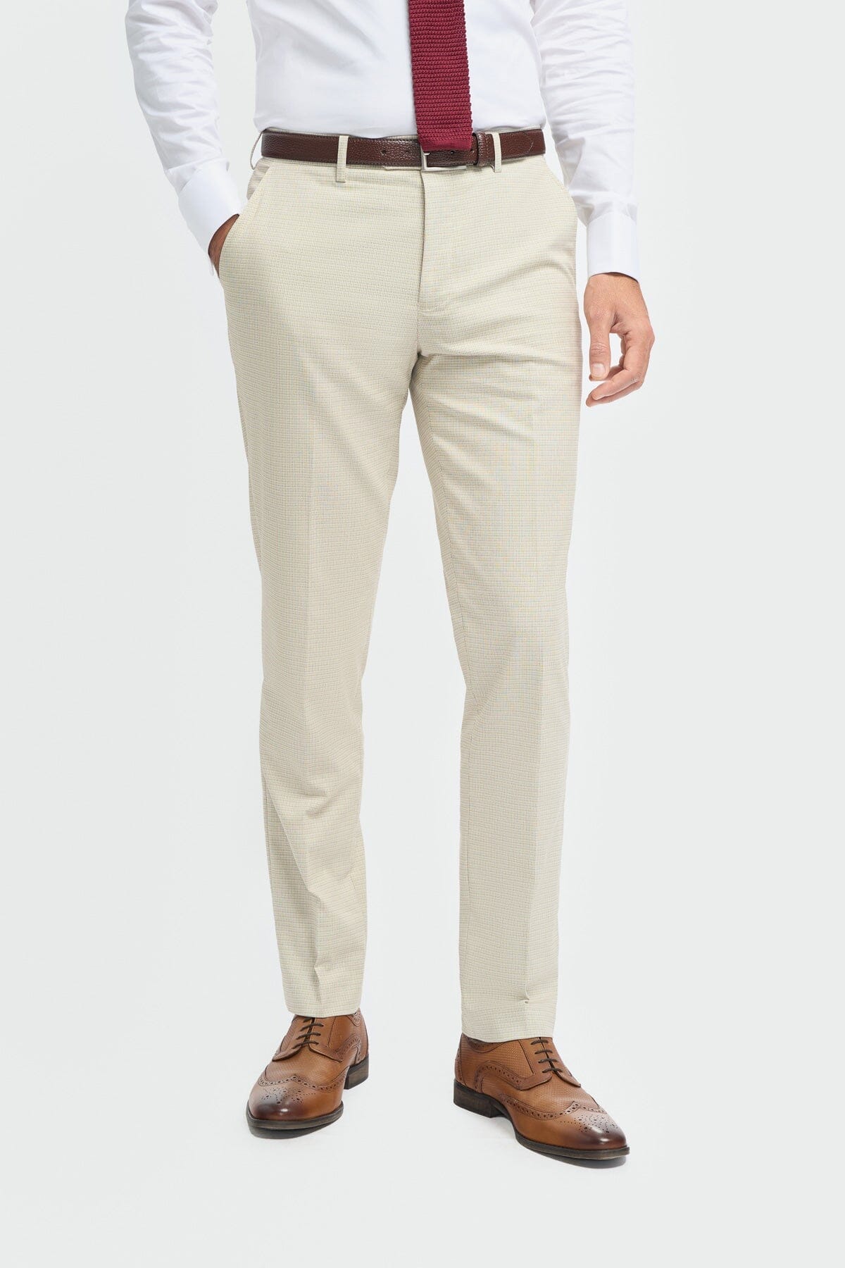 Beige Textured Trousers - STOCK CLEARANCE - Trousers Sale - 28R 