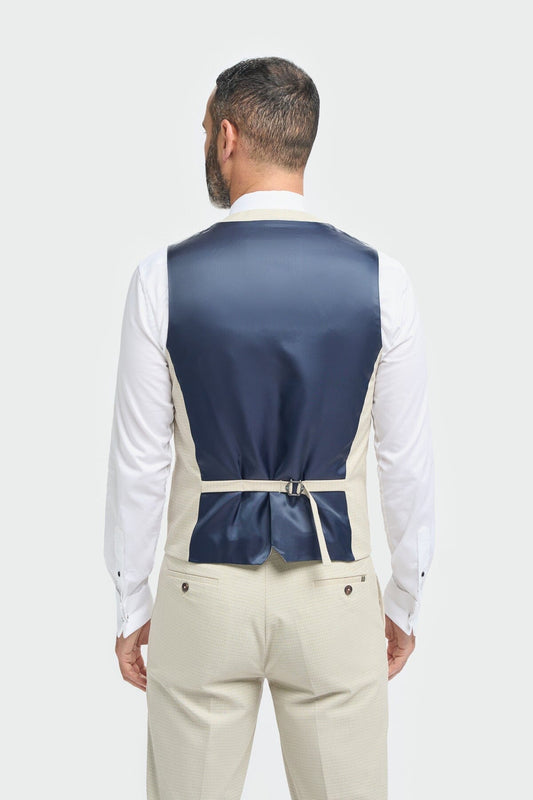 Beige Textured Waistcoat - STOCK CLEARANCE - Waistcoats Sale - 