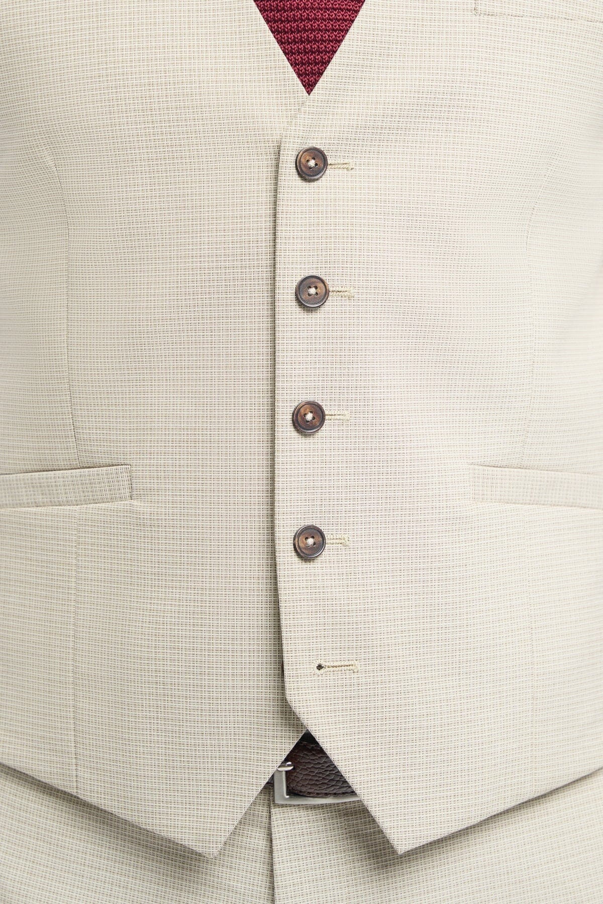 Beige Textured Waistcoat - STOCK CLEARANCE - Waistcoats Sale - 