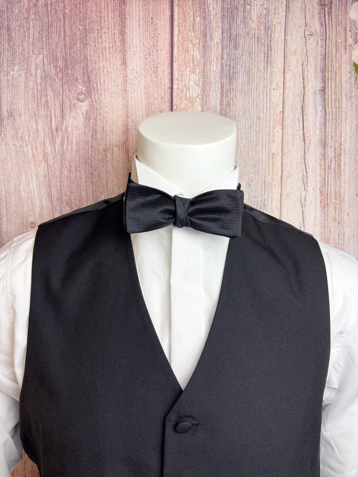 Black Barathea Batswing Bow Tie - Wedding Bow Tie - 
