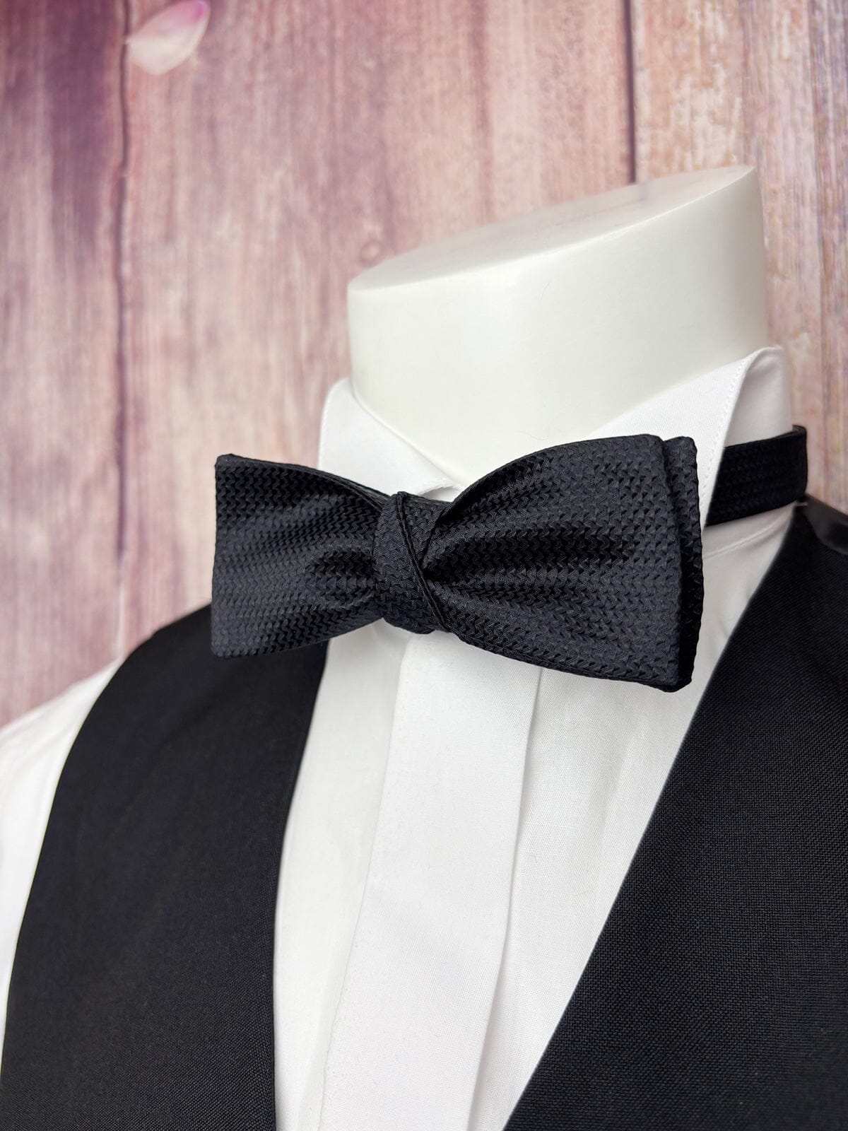 Black Barathea Batswing Bow Tie - Wedding Bow Tie - 