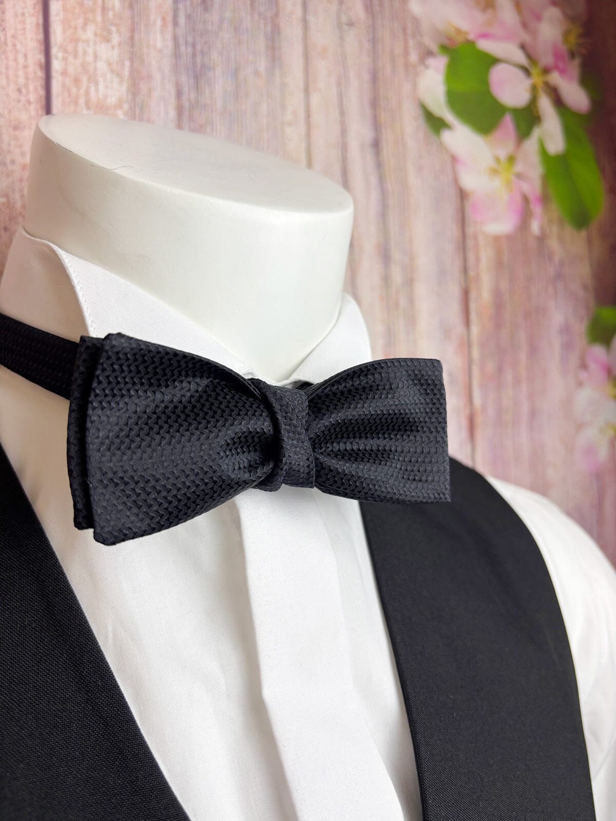 Black Barathea Batswing Bow Tie - Wedding Bow Tie - 