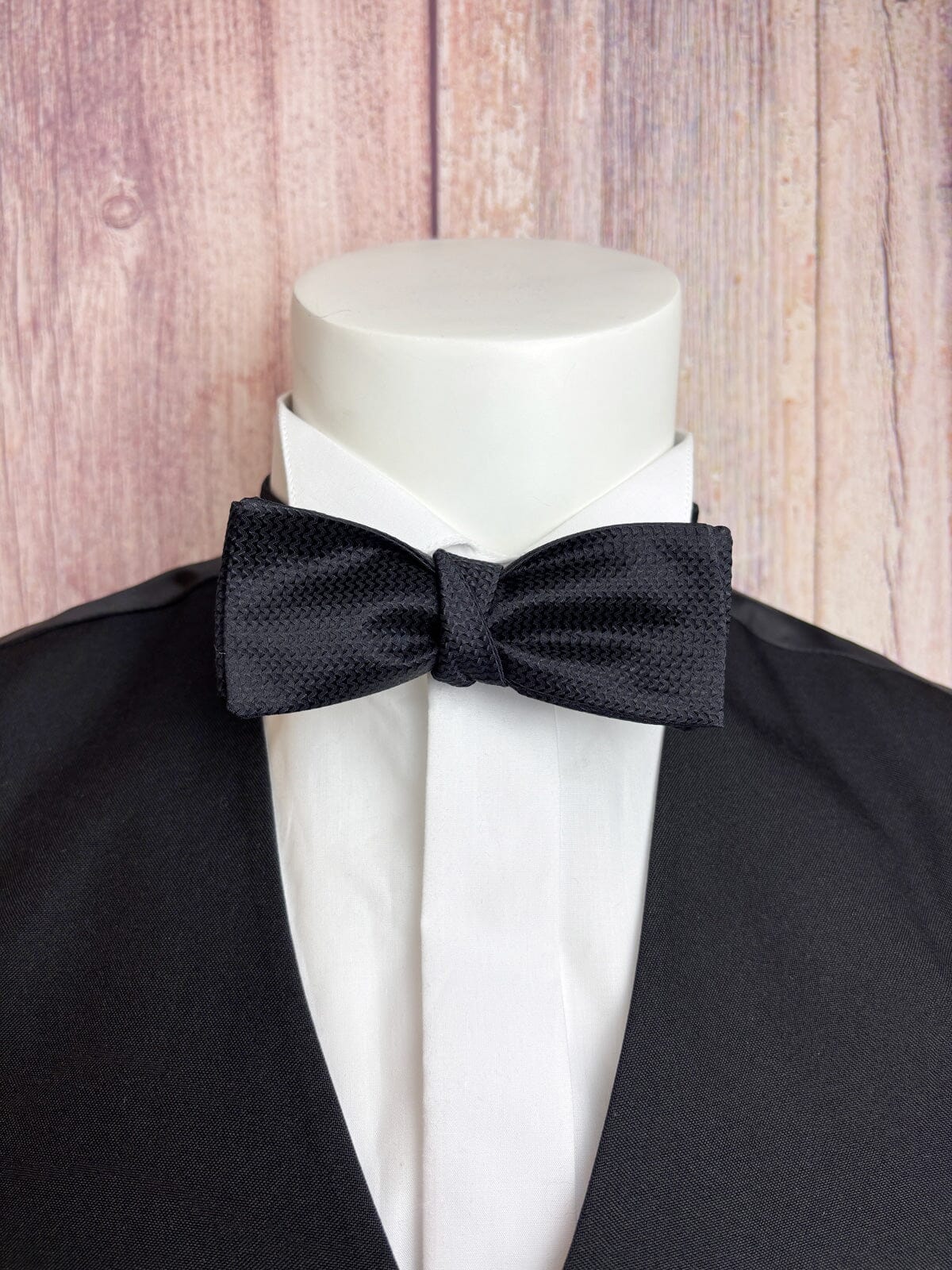 Black Barathea Batswing Bow Tie - Wedding Bow Tie - 