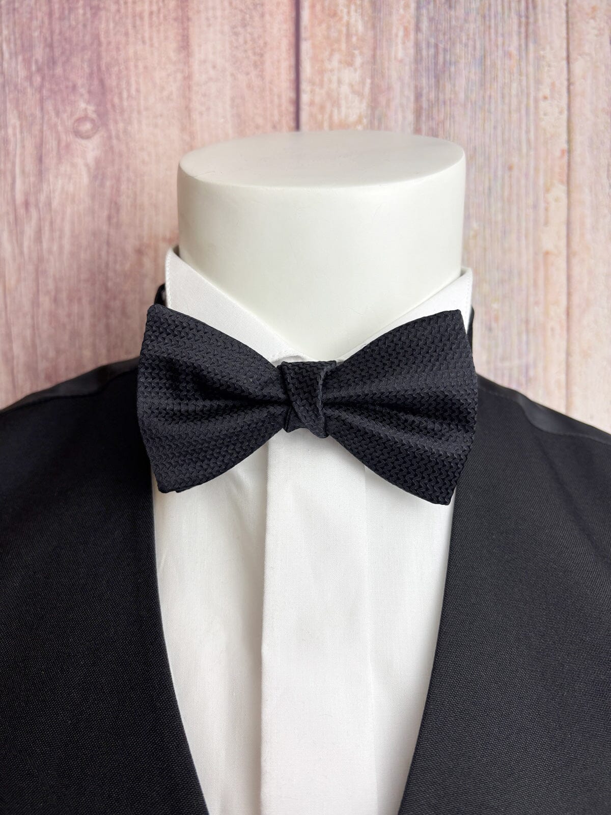 Black Barathea Bow Tie - Wedding Bow Tie - 