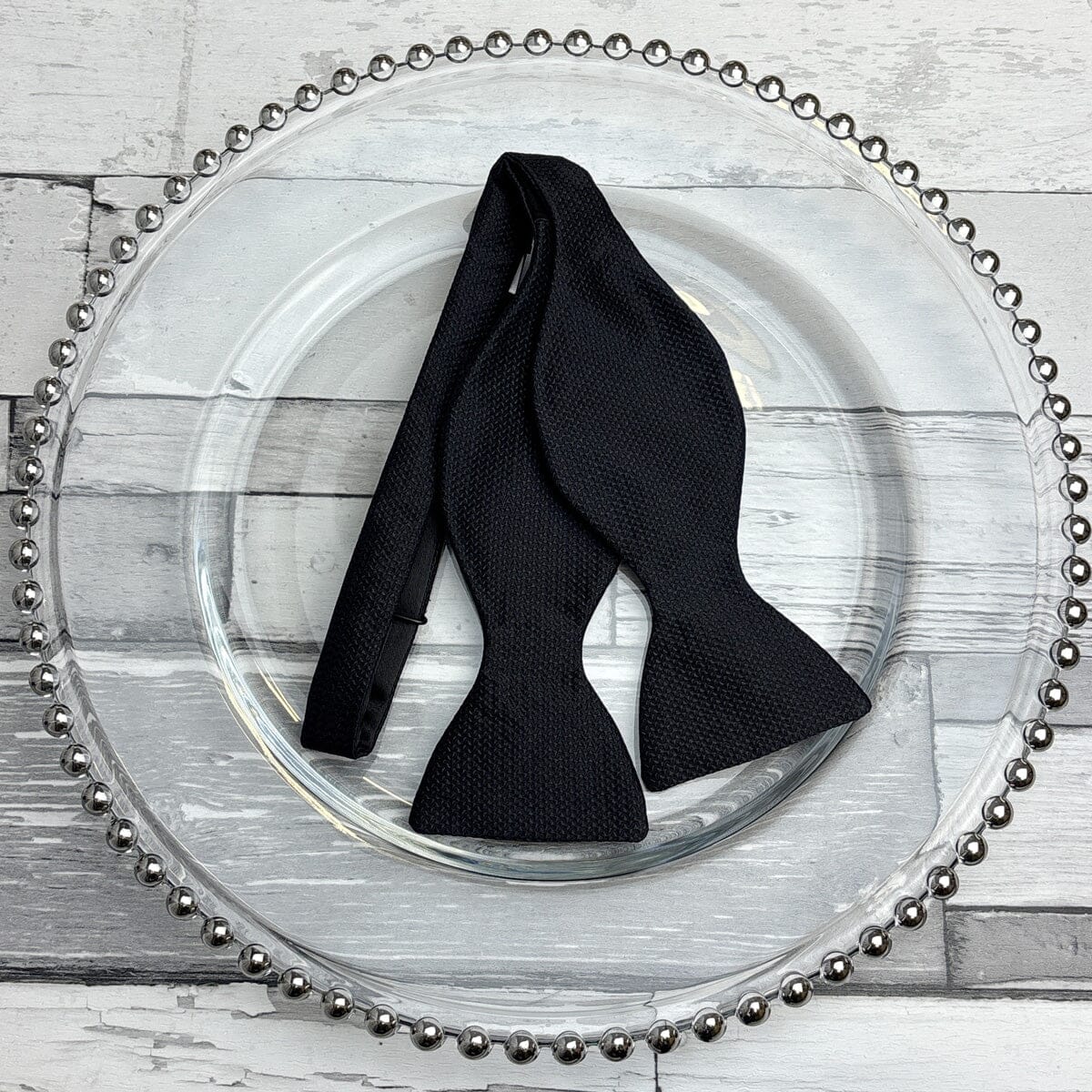 Black Barathea Bow Tie - Wedding Bow Tie - 