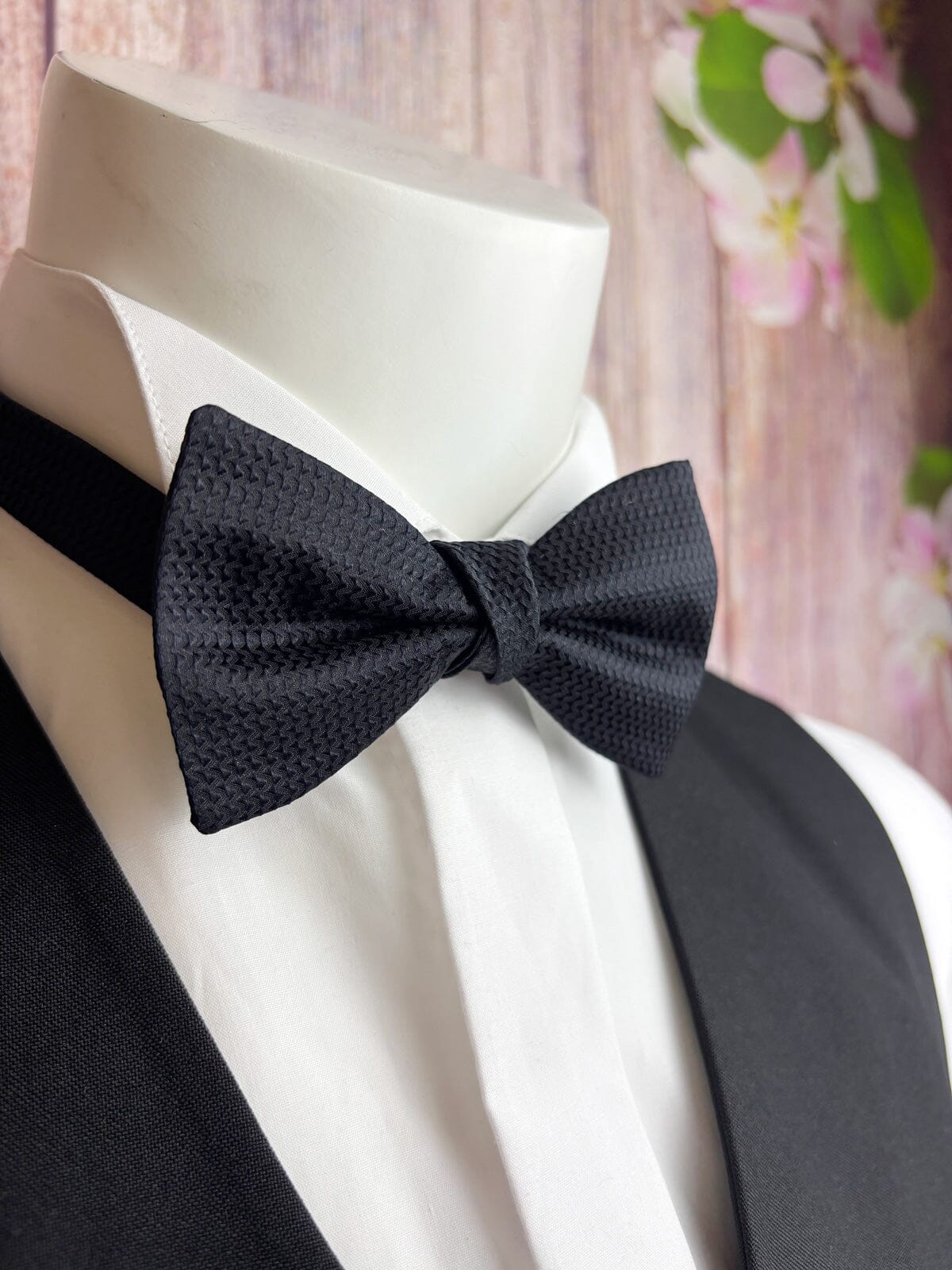 Black Barathea Bow Tie - Wedding Bow Tie - 