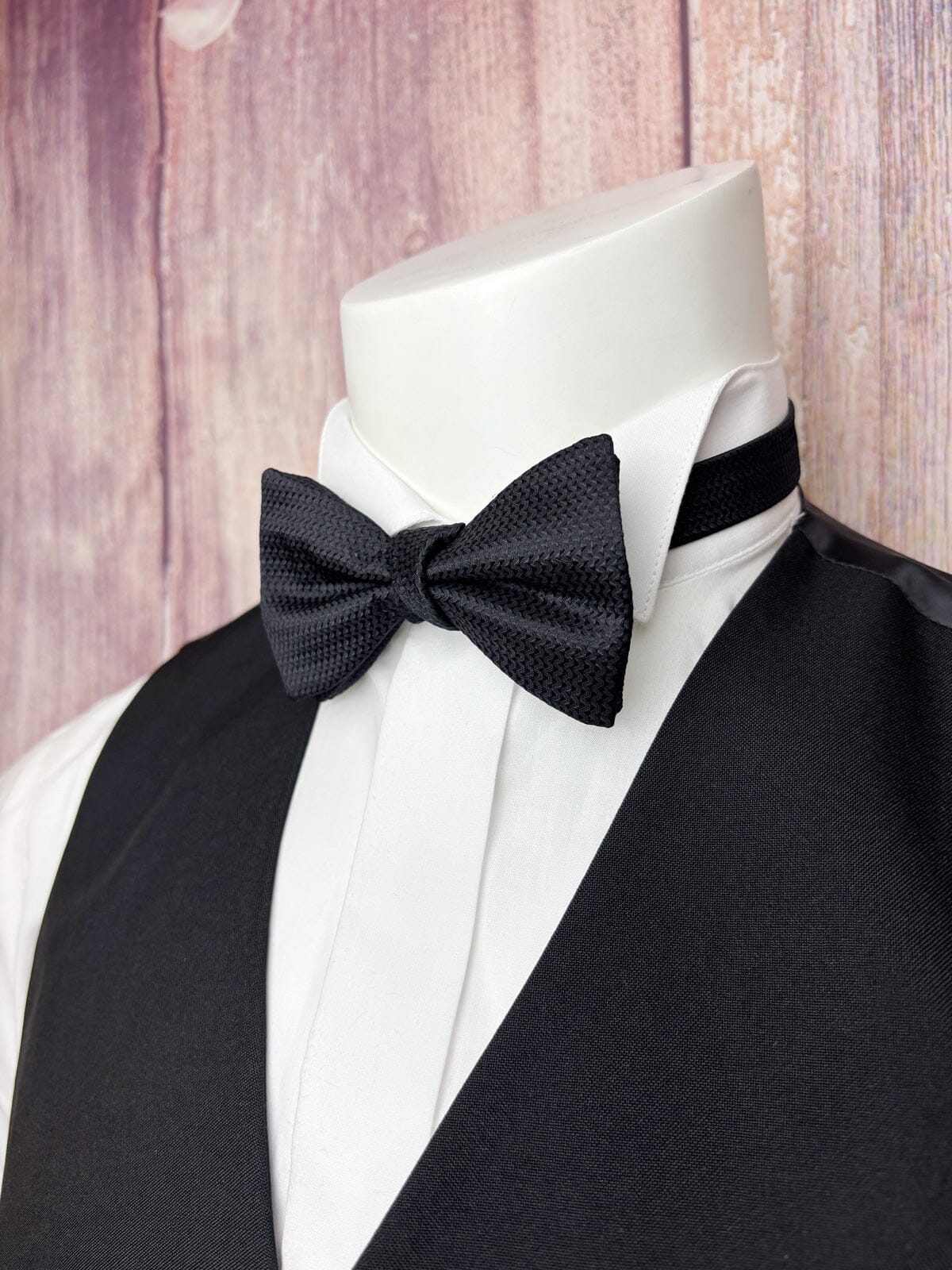 Black Barathea Bow Tie - Wedding Bow Tie - 