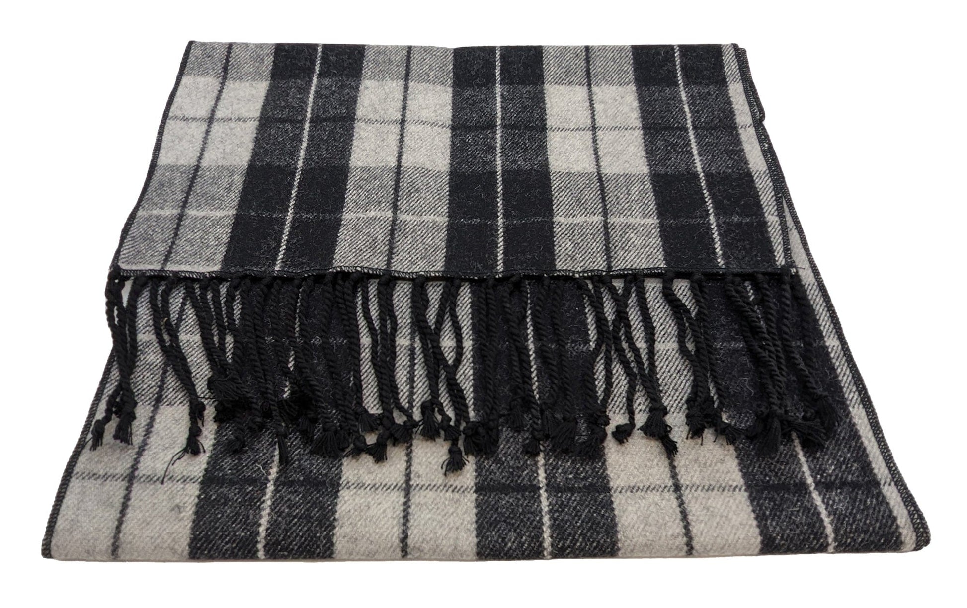 Black & Beige Tartan Scarf - Scarves - - THREADPEPPER