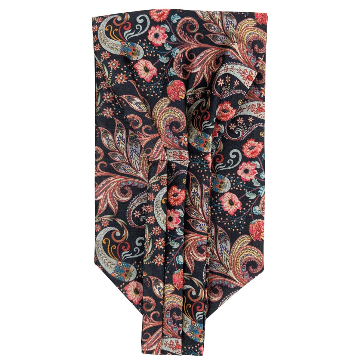 Black Floral Paisley Vegan Silk Cravat - Cravats - 