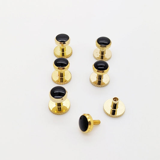 Black & Gold Dress Shirt Studs - Accessories - - THREADPEPPER