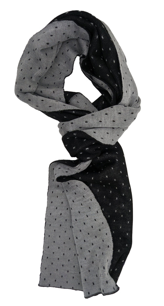 Black & Grey Reversible Spot Scarf - Scarves - - THREADPEPPER