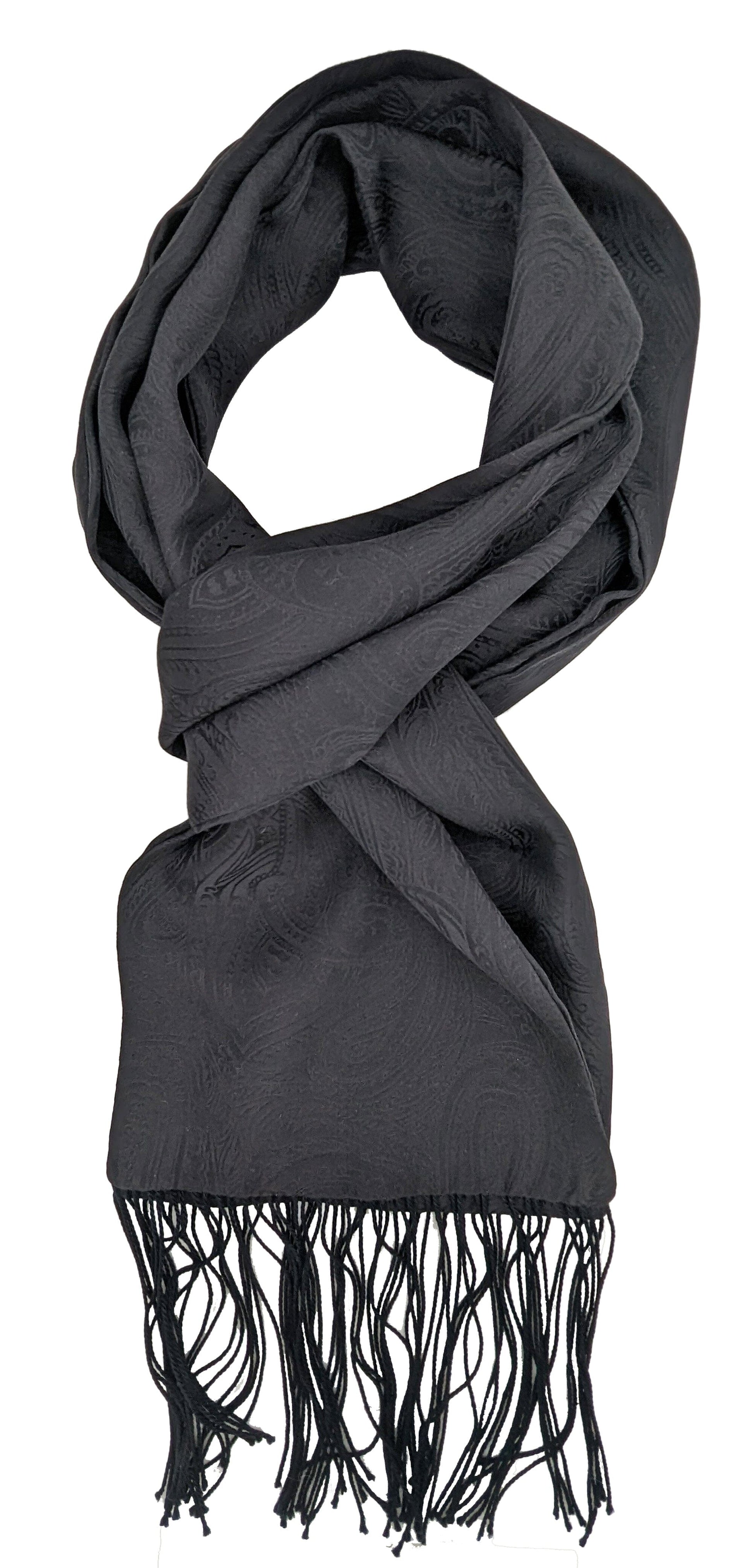 Black Paisley Silk Dress Scarf - Scarves - - THREADPEPPER