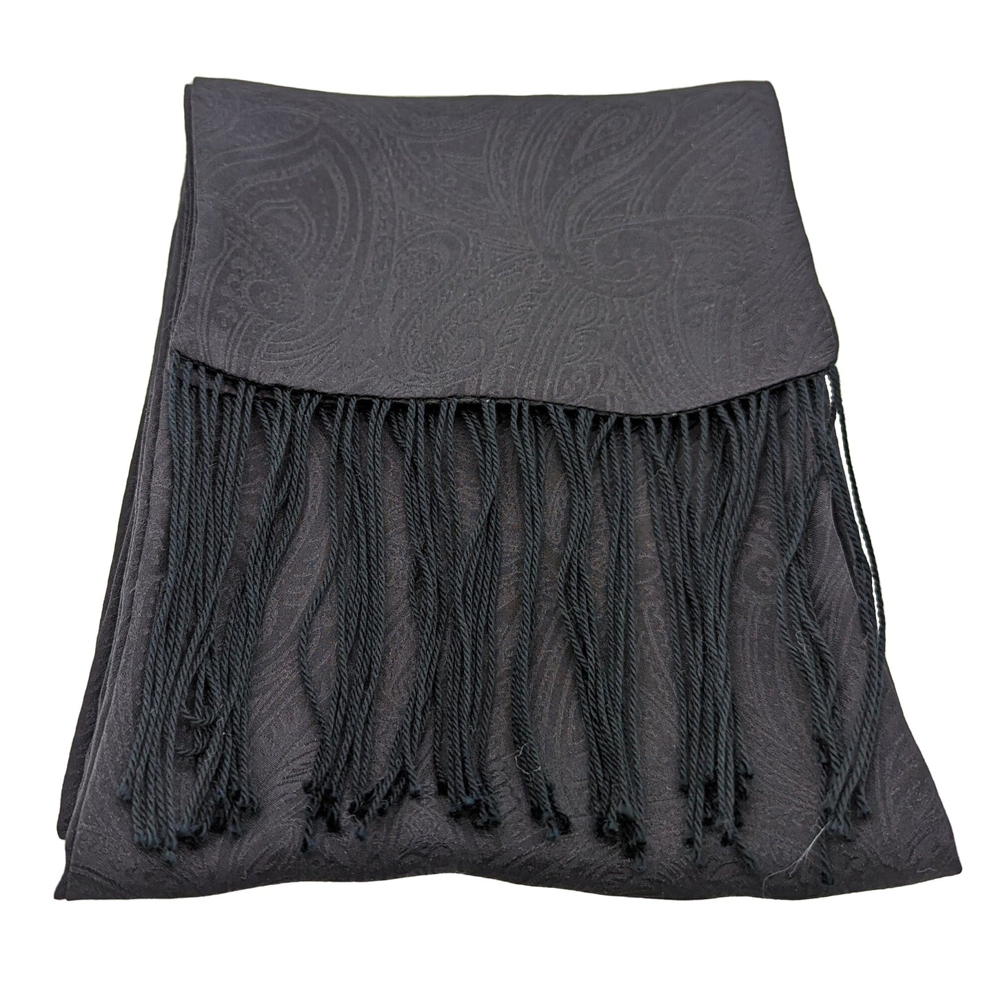 Black Paisley Silk Dress Scarf - Scarves - - THREADPEPPER
