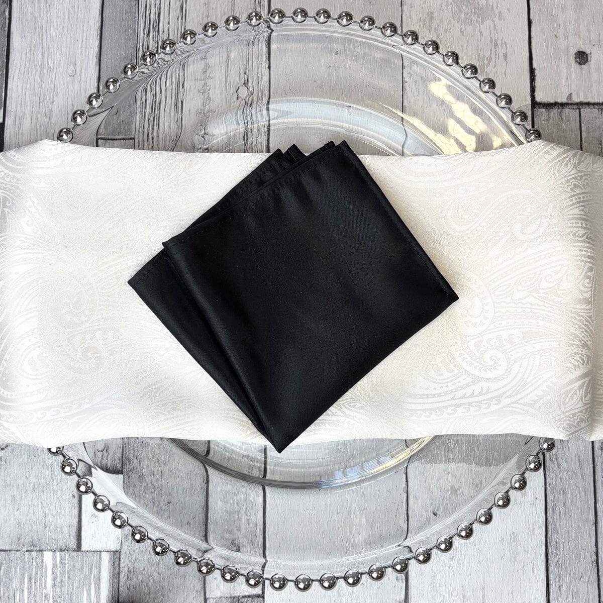 Black Pocket Square - Handkerchiefs - 