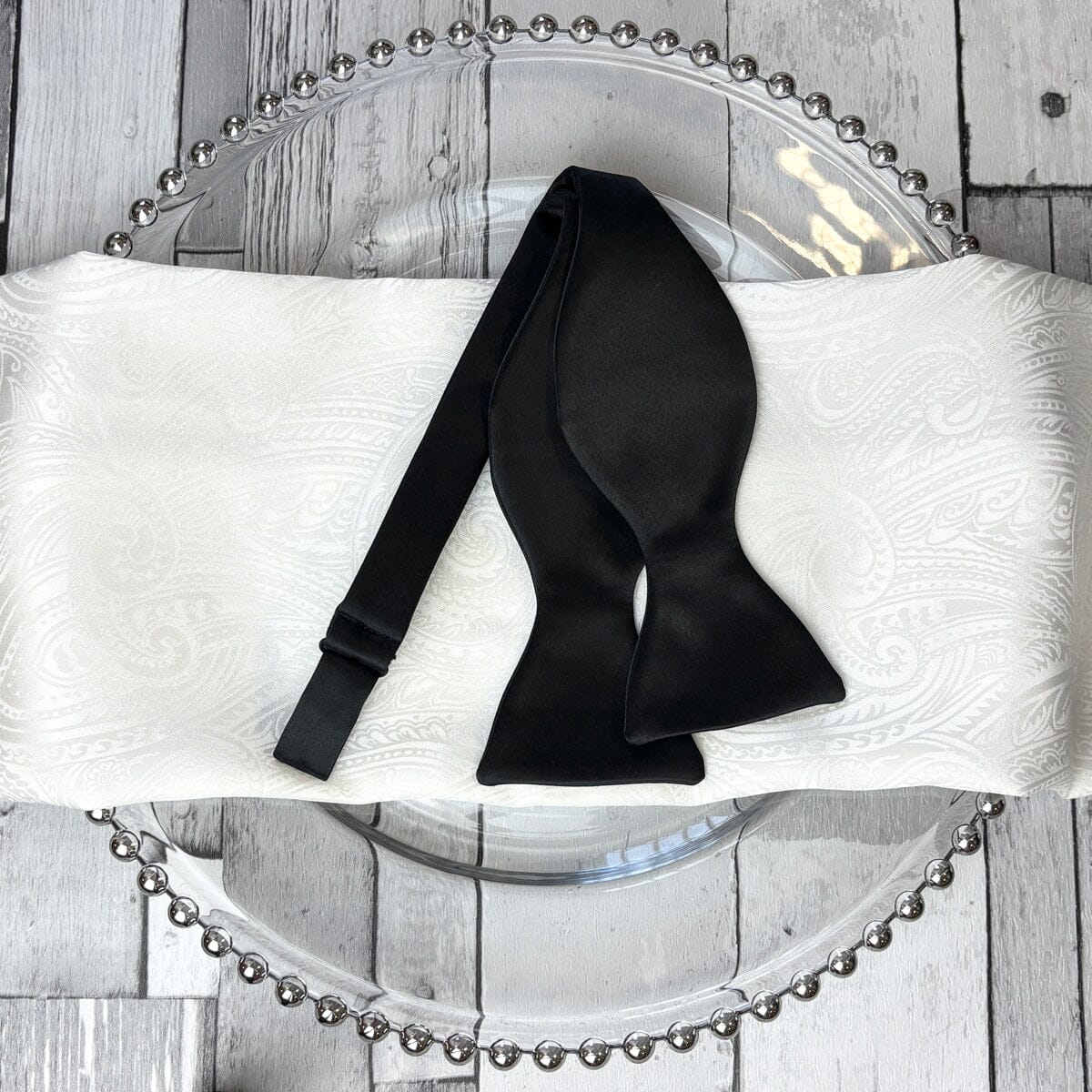 Black Satin Bow Tie - Bow Ties - 