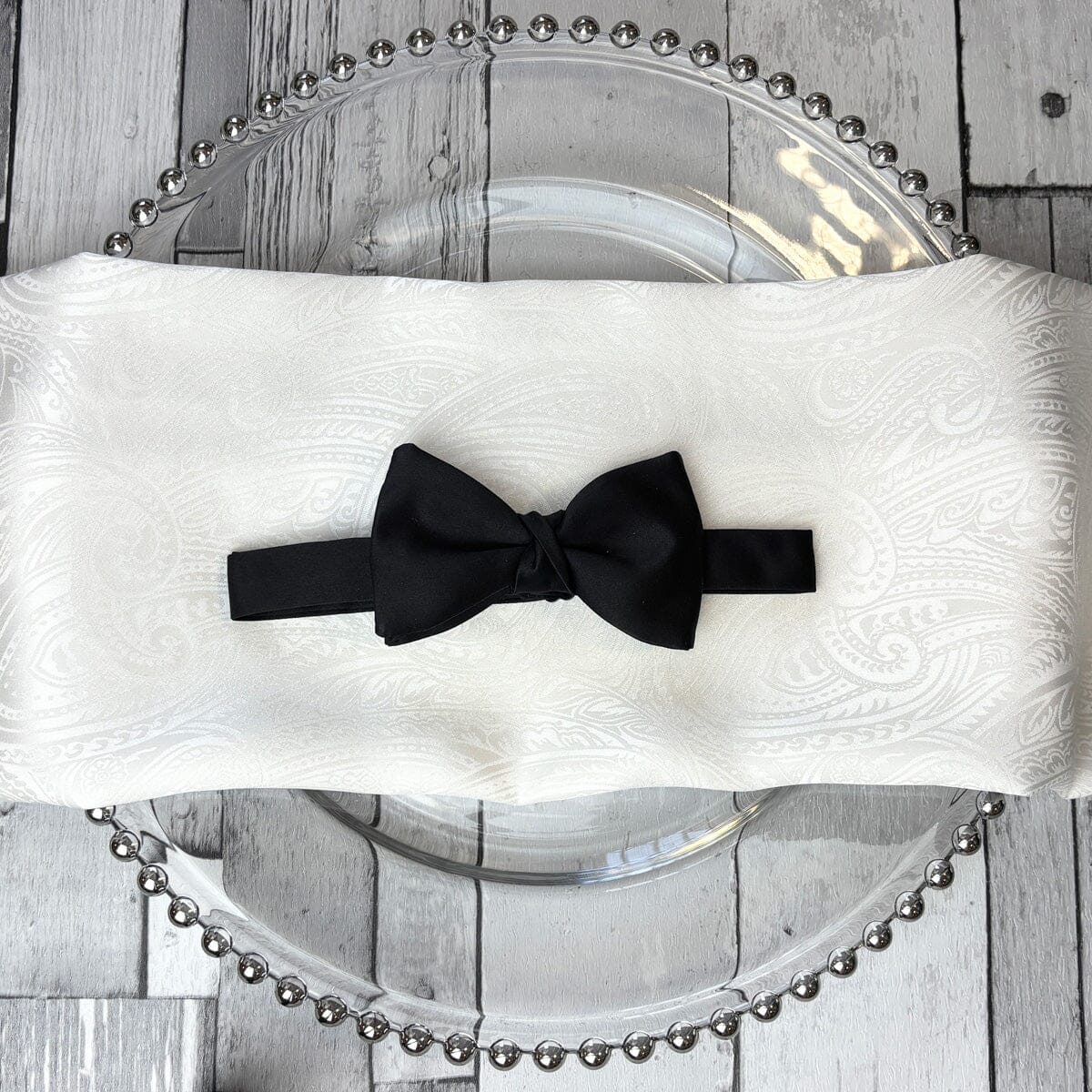 Black Satin Bow Tie - Bow Ties - 