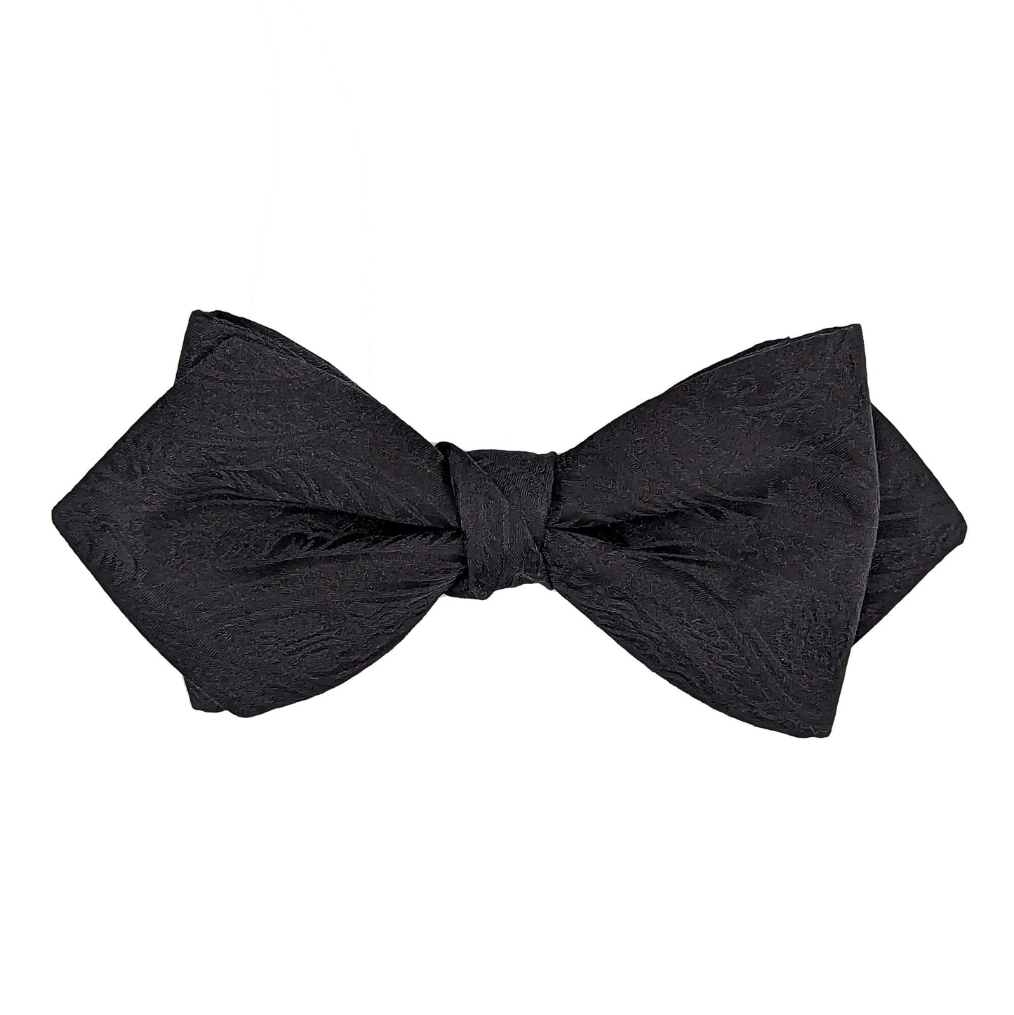 Black Silk Paisley Diamond Point Bow Tie - Bow Ties - Ready-Tied - THREADPEPPER