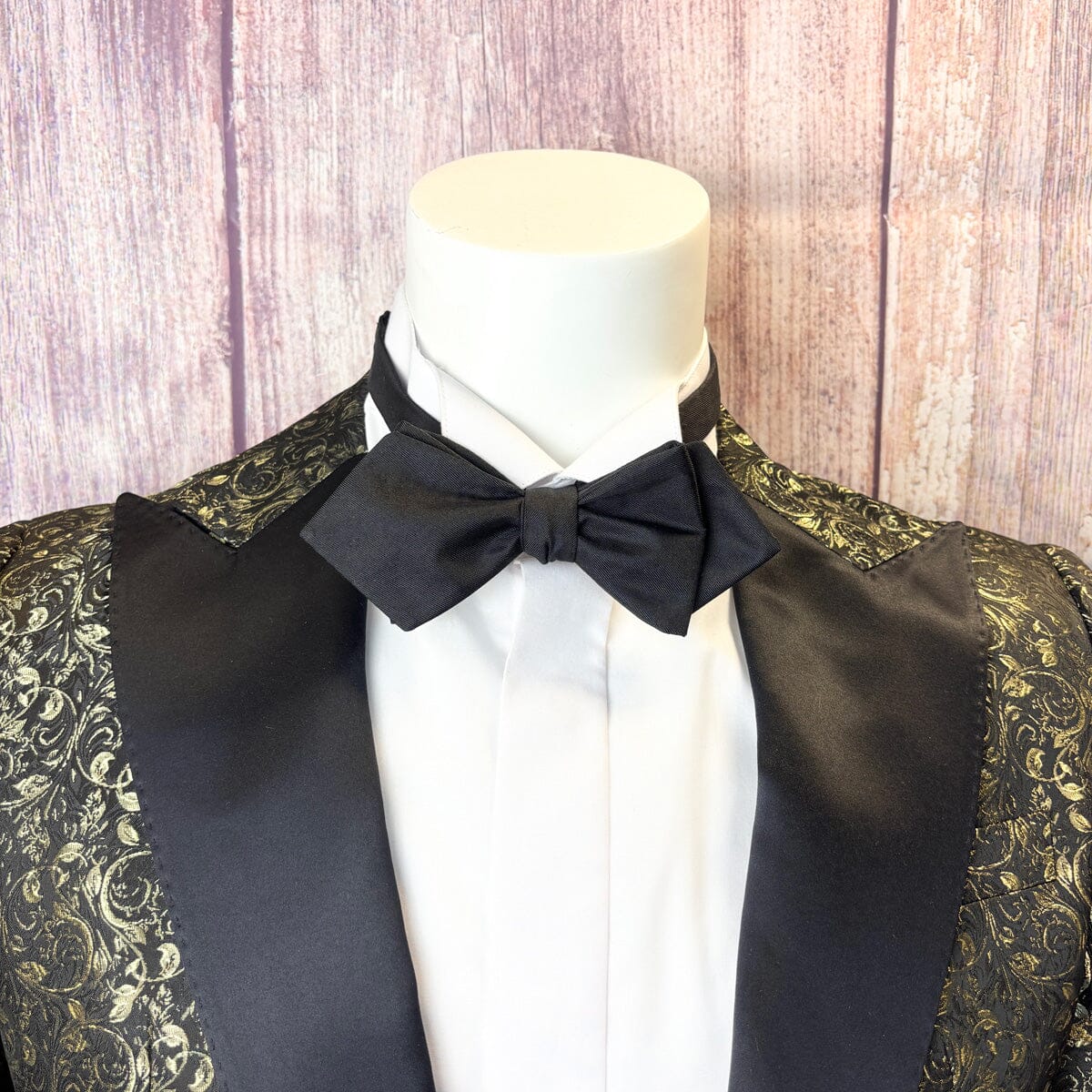 Black Silk Twill Diamond Point Bow Tie - Bow Ties - 